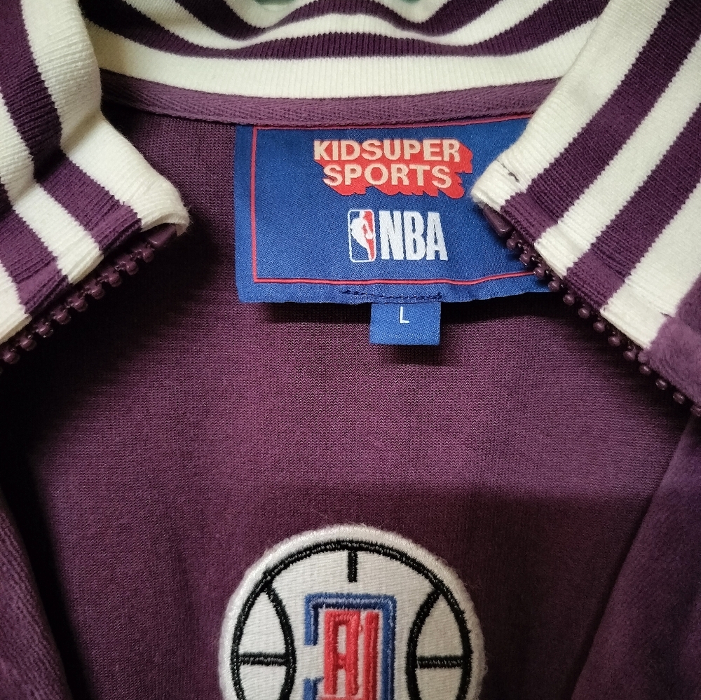 KIDSUPER SPORTS NBA Patchwork Purple Zip Jacket Large - Picture 2 of 5